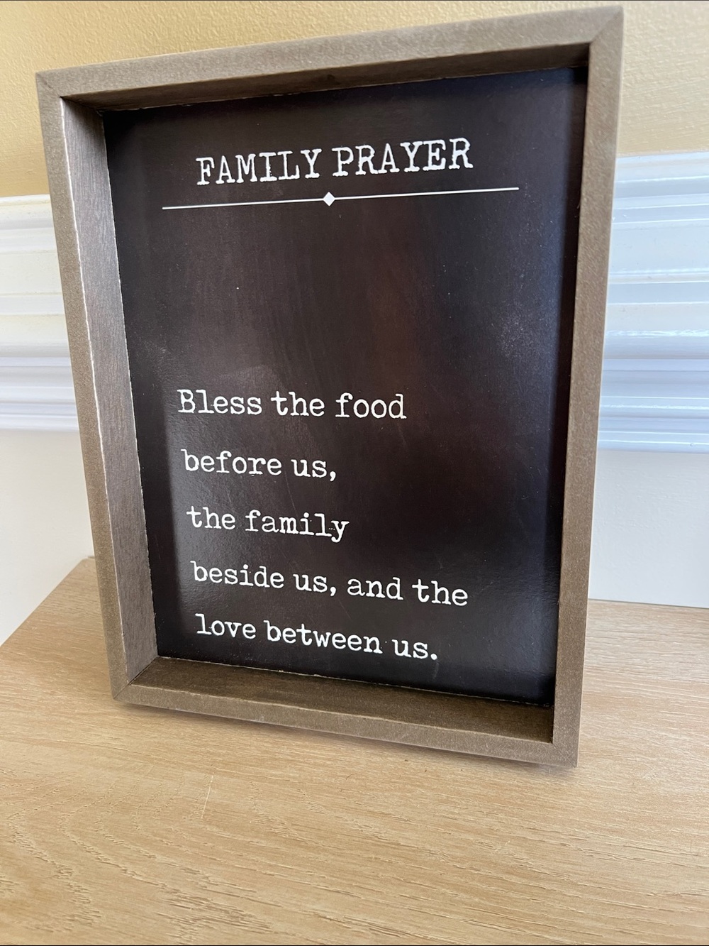 Family Prayer Framed Sign - Dark Brown Rustic Wall Art